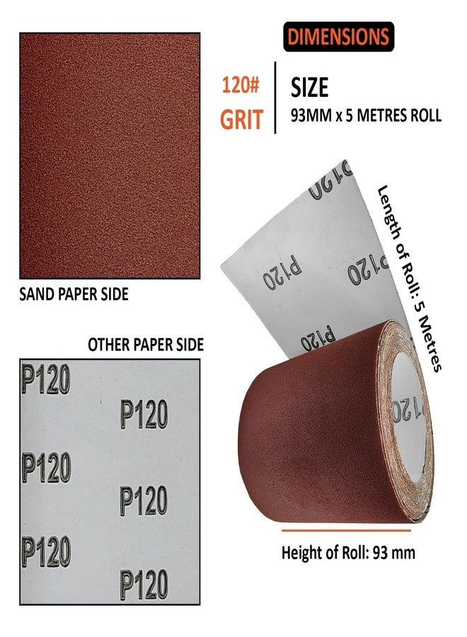 Harden Abrasive 120 Grit Sanding Roll 3.66"/93mm - 5 Metres Long, Aluminium Oxide Abrasive Sand Paper Dry Waterproof | For Automotive, Sanding Metal, Polishing Wood - 611957 - Image 3